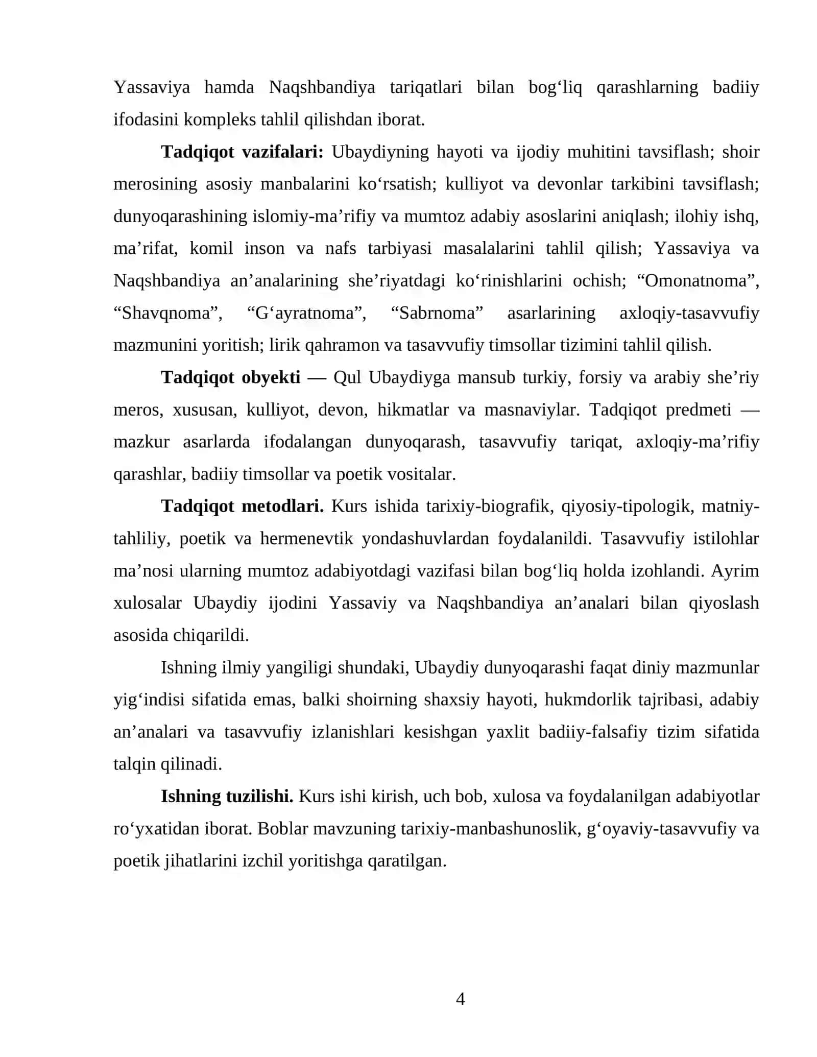 #Qul Ubaydiy asarlarida dunyoqarash va tariqat masalalari 4