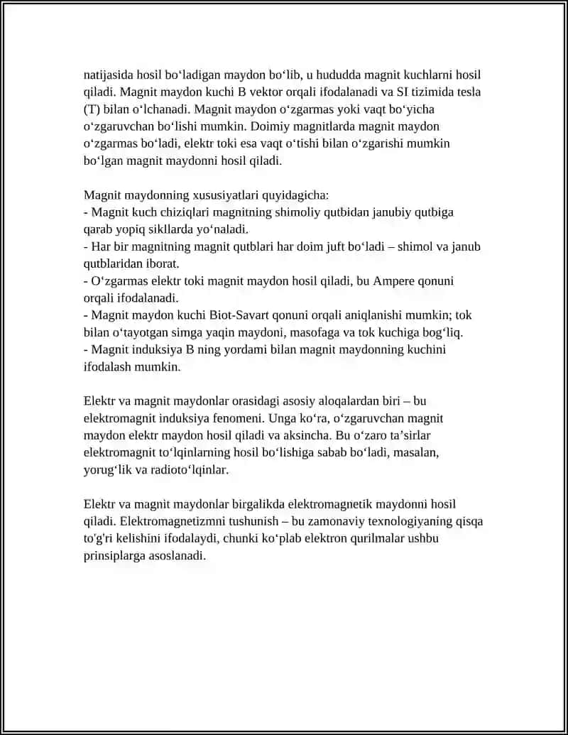 ELEKTR VA MAGNIT MAYDONLARI VA ULARNING TIRIK ORGANIZMGA TAʼSIRI 4