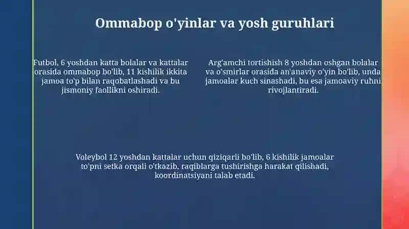 Harakatli o‘yinlarni turkumlari 4