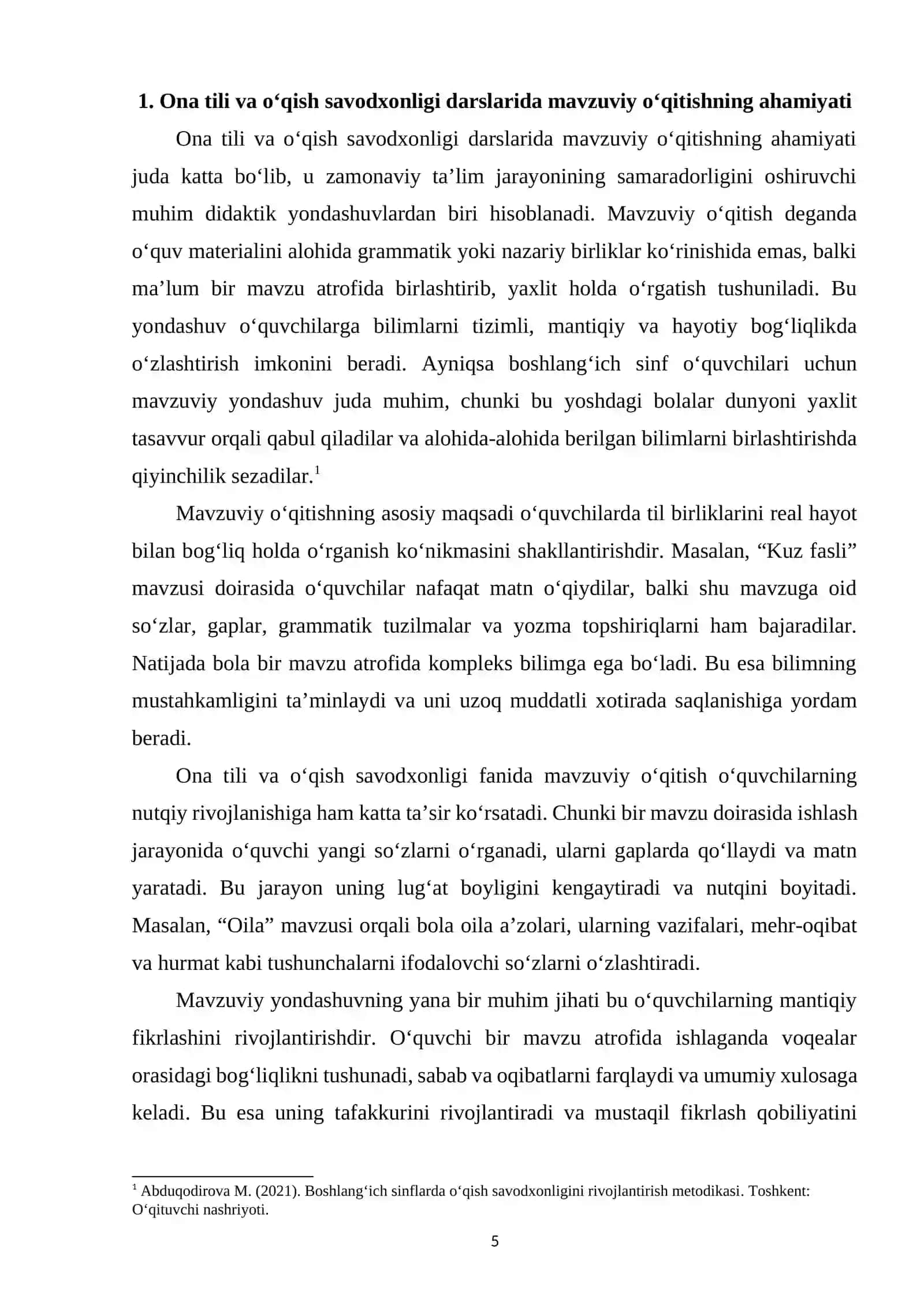 Boshlang‘ich sinf ona tili va o‘qish savodxonligi darslarida “Tabiat ne’matlari” mavzusini o‘rganish 4