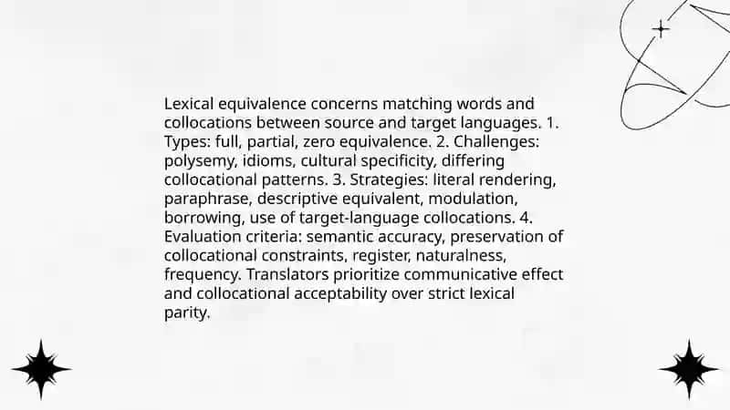 Equivalance in translation. The level of translation. 4