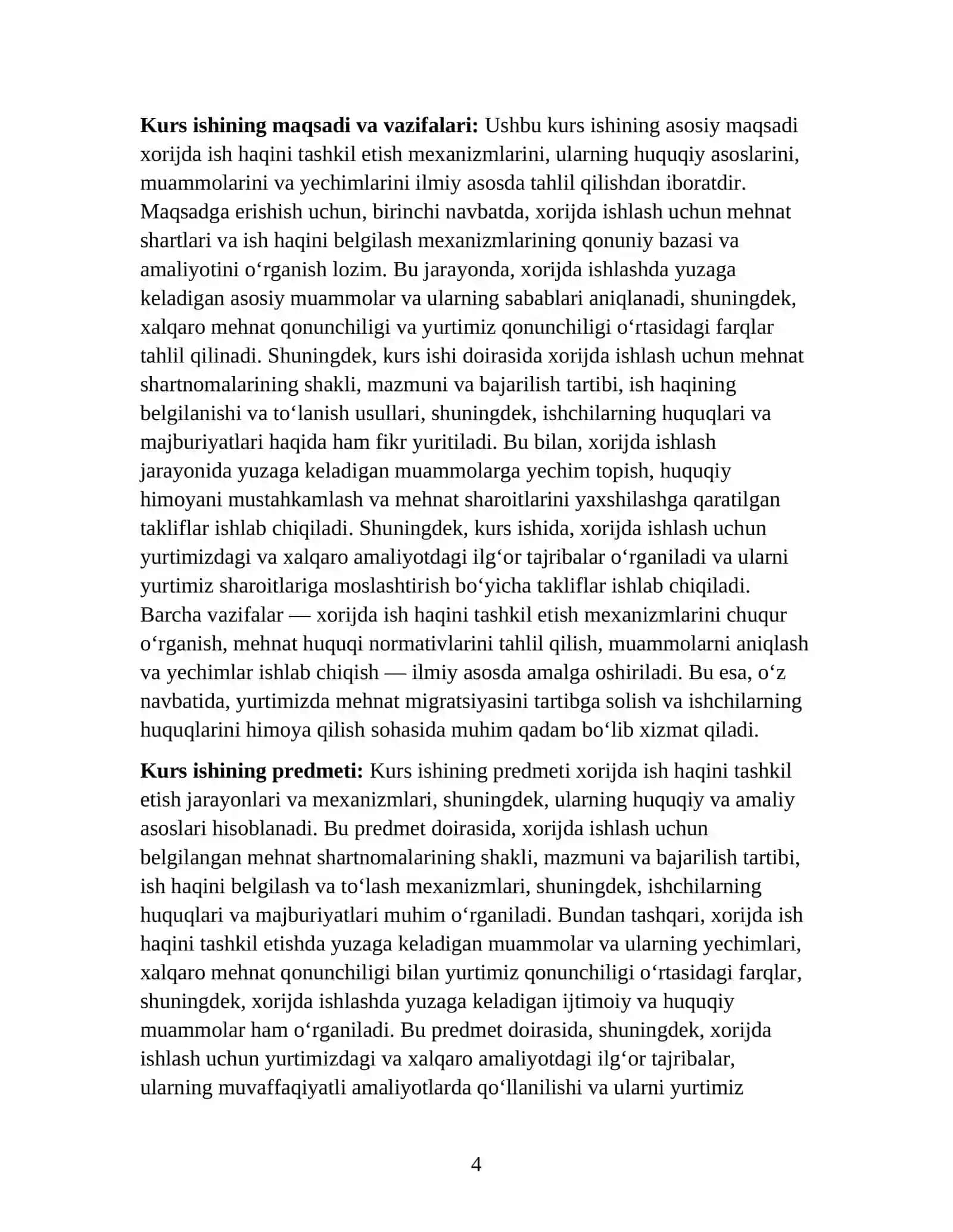 MEHNAT IQTISODIYOTI FANIDAN TAYYORLAGAN KURS ISHI 4