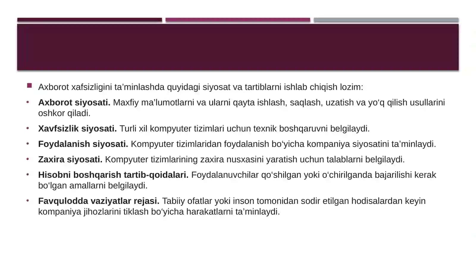 Axborot xavfsizligining asosiy tushunchalari 4