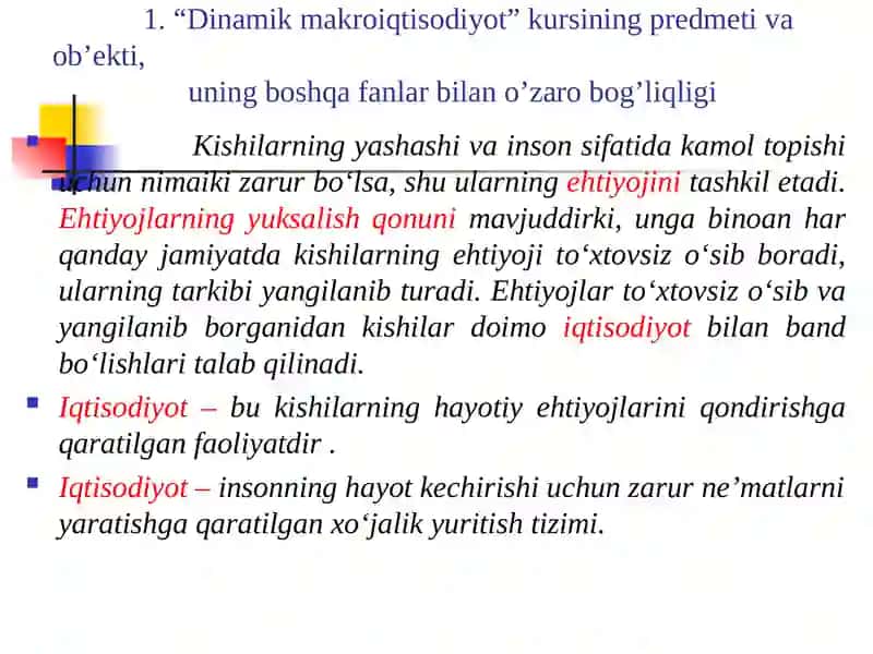 Dinamik makroiqtisodiy tahlil faniga kirish 4