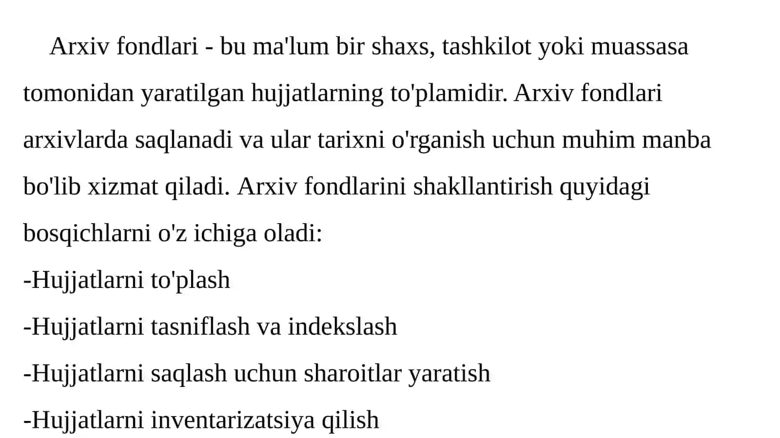 Muzeyshunoslik va Arxivshunoslik fanidan tayyorlagan taqdimot ishi 4