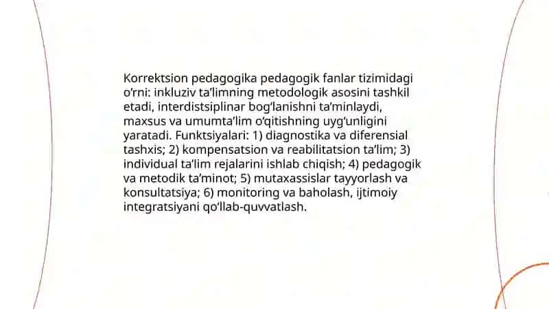 Korrektsion pedagogika pedagogik fanlarning tarmogi sifatida. Inklyuziv talim 4