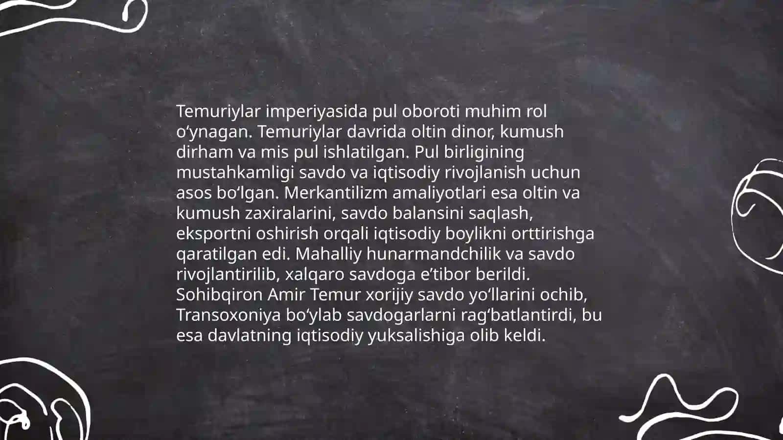 Amir Temur va Temuriylar davridagi iqtisodiy gʻoyalarni merkantilizm iqtisodiy taʼlimoti gʻoyalari bilan taqqoslash 4