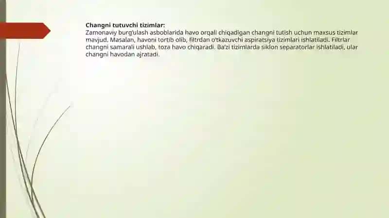 Zamonaviy burg‘ulash asboblari va changni kamaytirish usullari 4