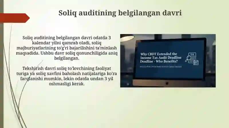 Soliq auditini o'tkazish muddati va uni uzaytirish 4