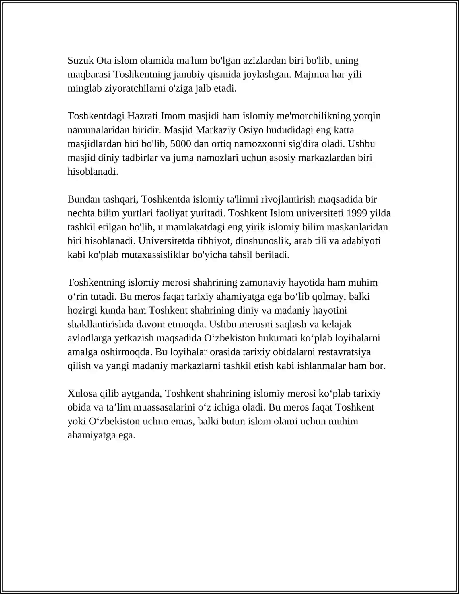 TOSHKENT ISLOM MADANIYATI POYTAXTI 4