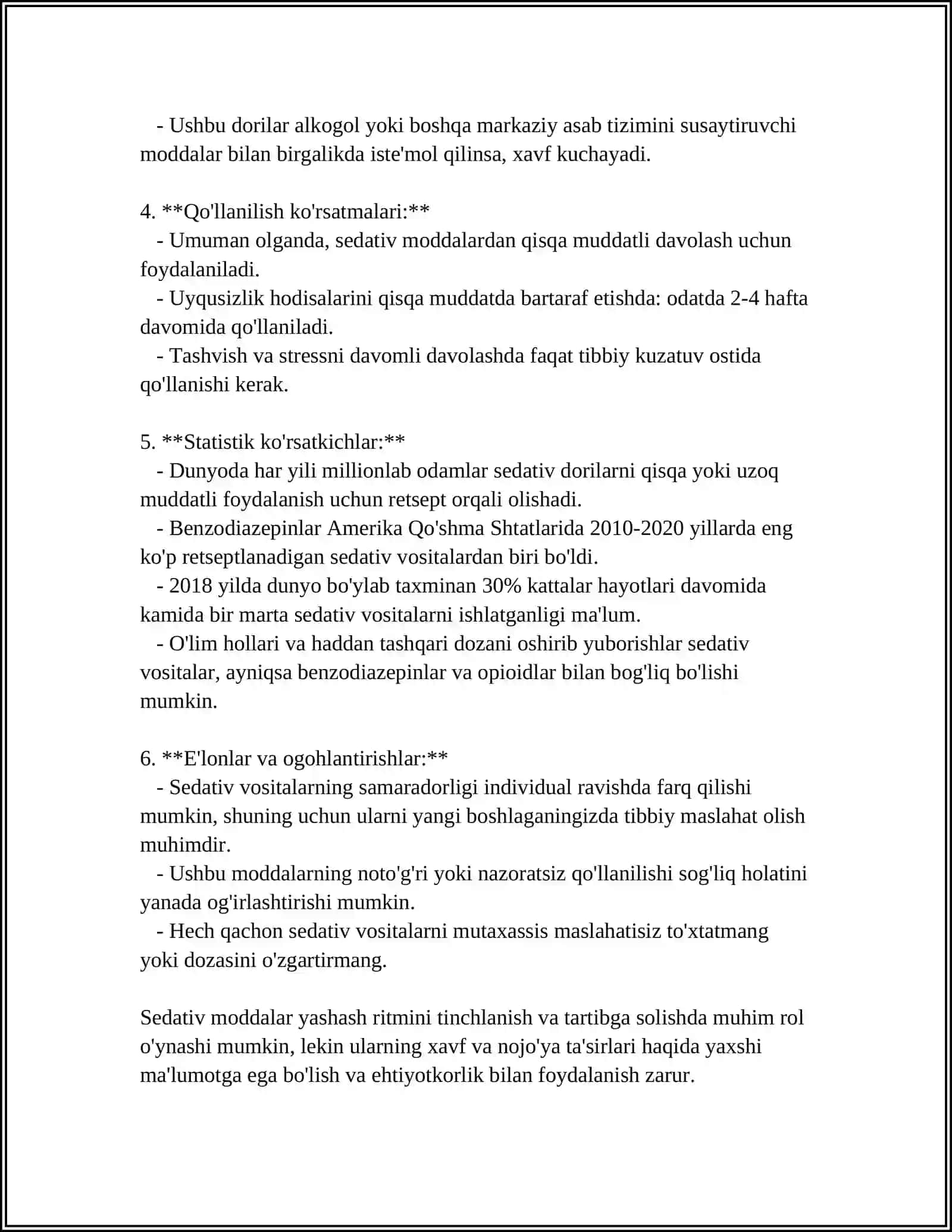 MARKAZIY NERV SISTEMASIGA TASIR QILADIGAN MODDALAR 4