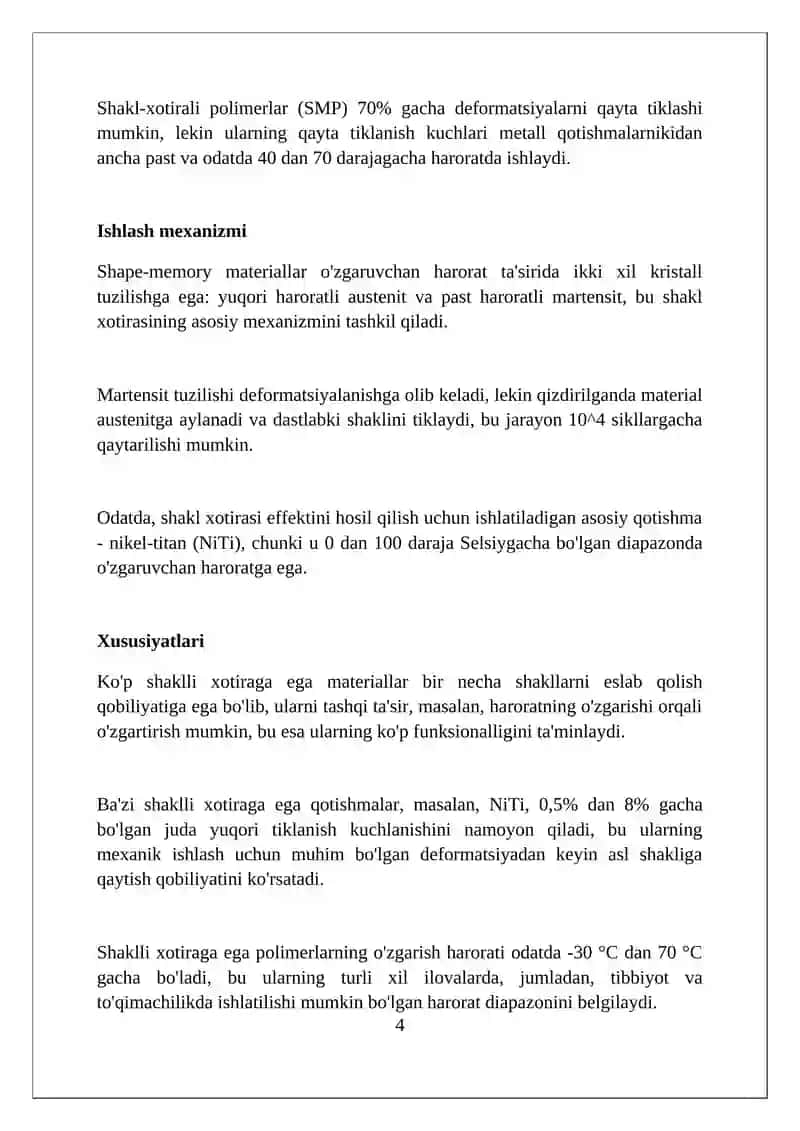 Shaklini eslab qoladigan materiallar 4