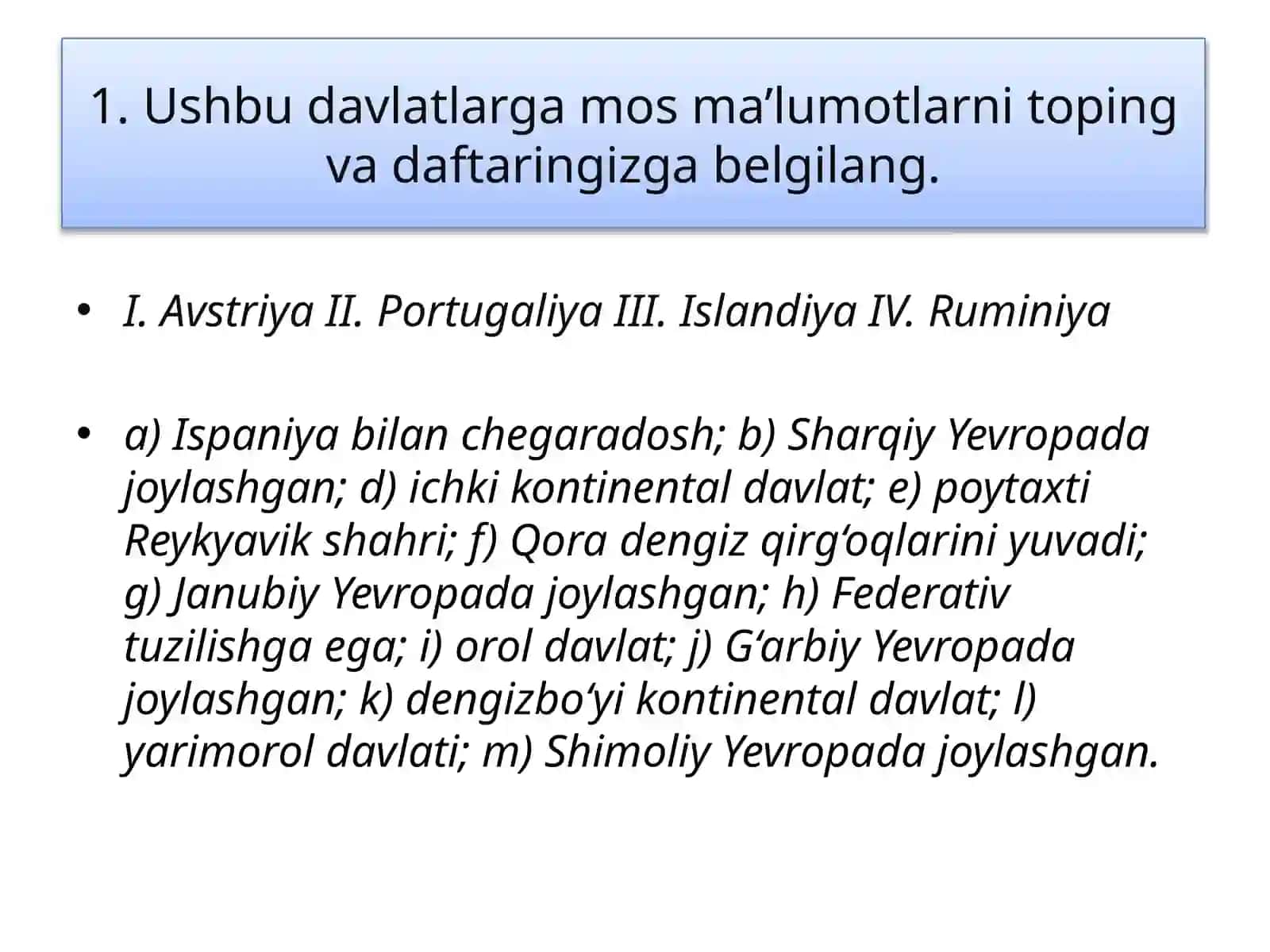 Yevropa siyosiy xaritasini o‘rganish 4