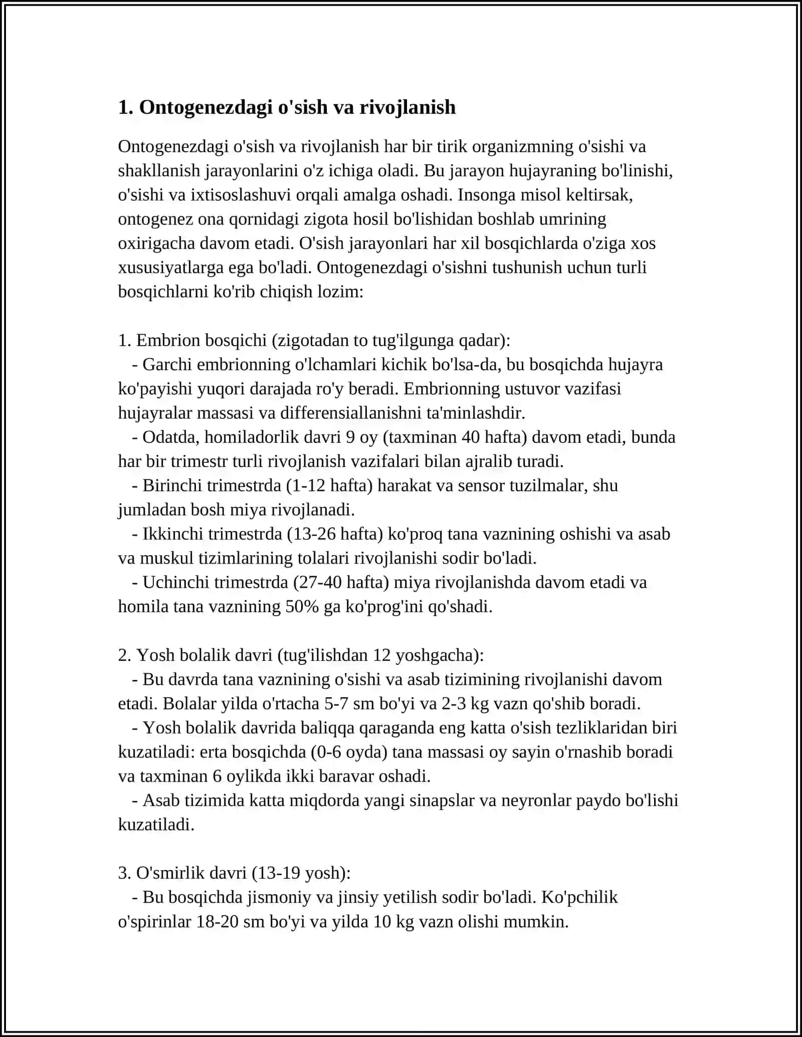 O'SISH VA RIVOJLANISH GETEROXRONIYASINI JADVAL VA SXEMALAR TARZIDA O'RGANIB CHIQISH 4