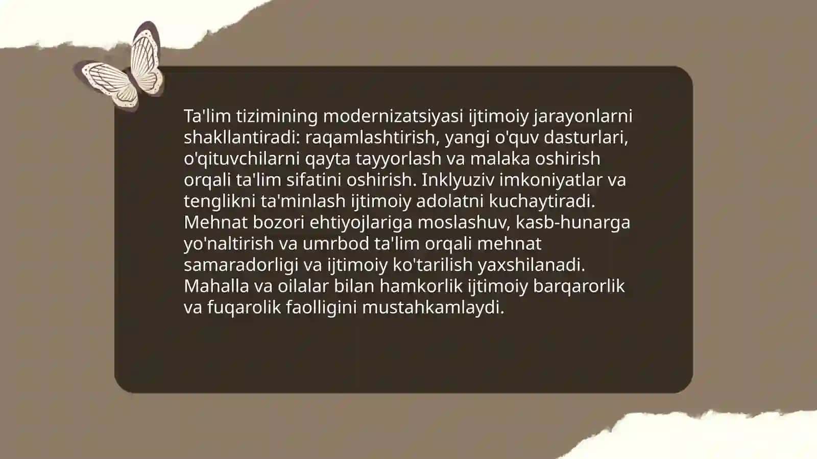 Reja: Ta'lim va ijtimoiy o'zgarishlar 4