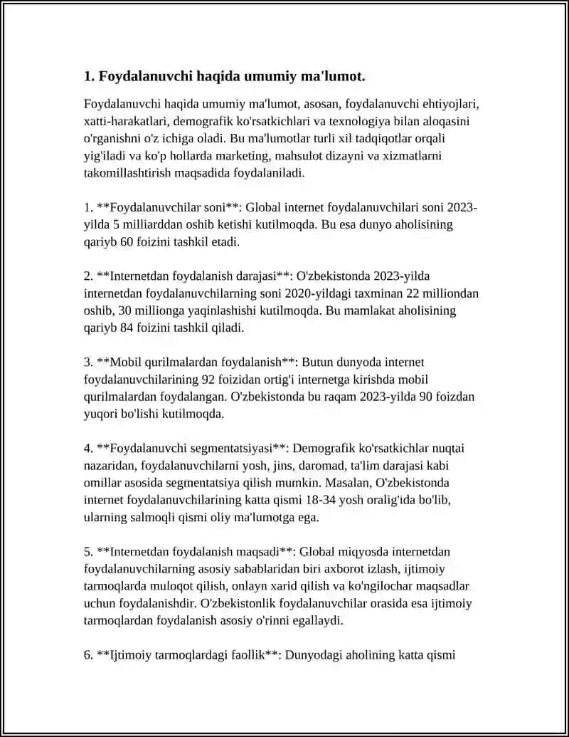 REFERAT Mavzu: O‘ZBEKISTON RESPUBLIKASINING YAGONA INTERAKTIV DAVLAT XIZMATLARI PORTALIDA RO‘YHATDAN O‘TISH JARAYONINI TAVSIFLAB BERING 4