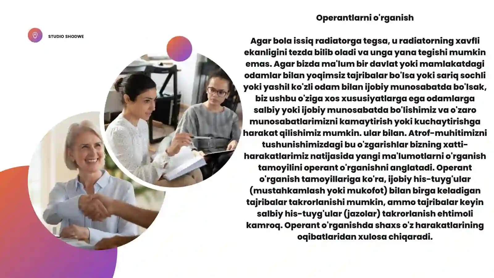 Operant, assotsatsiya va kuzatuv ta‘lim tamoyillari. Ular orasidagi o‘xshashlik va farqlar 4