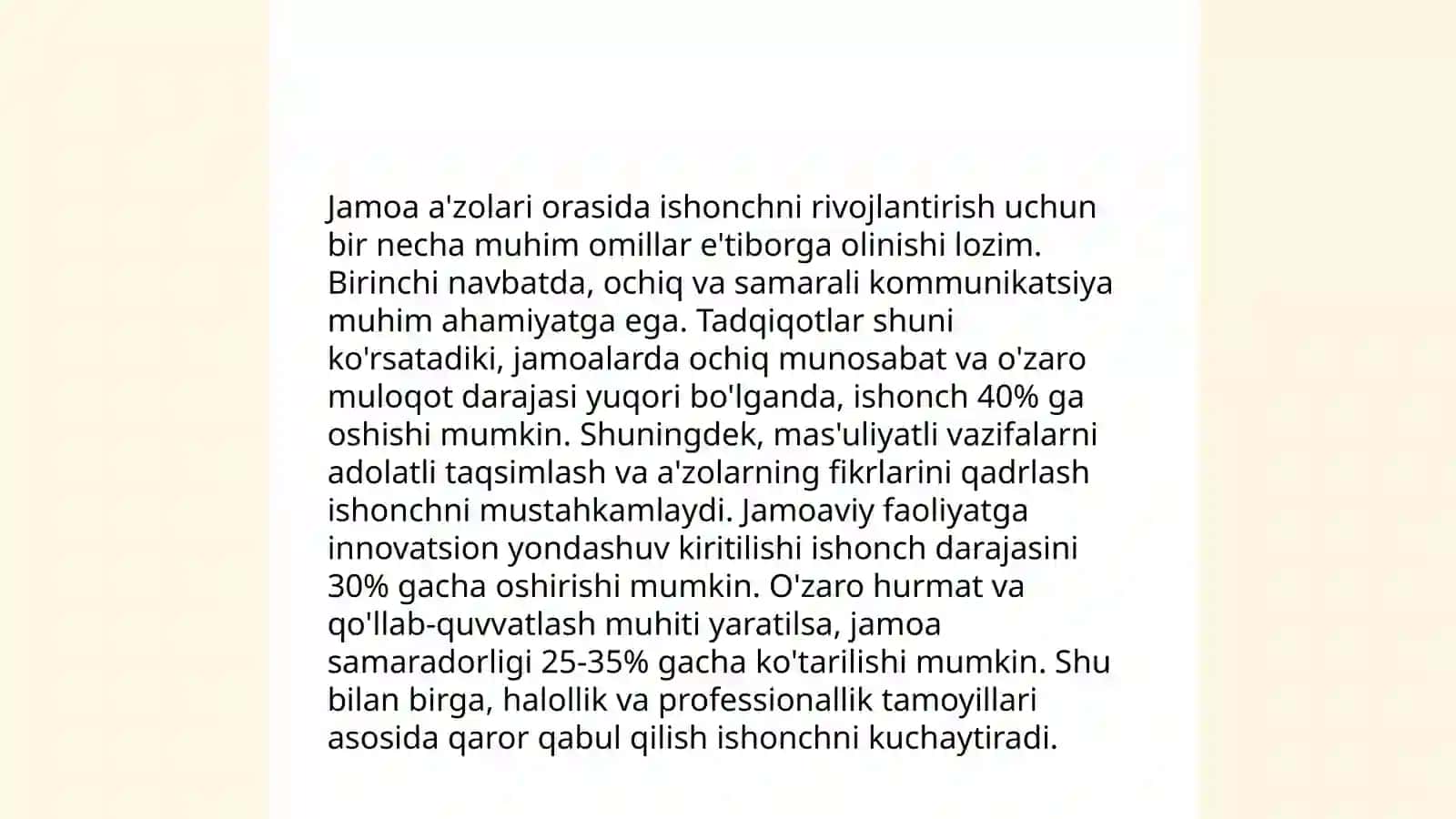 Jamoani shakllantirish yo'llari.Jamoani shakllantirishning istiqbol rejalari 4