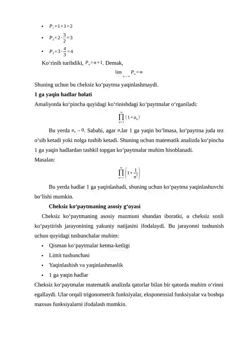 Cheksiz ko‘paytmalar 4