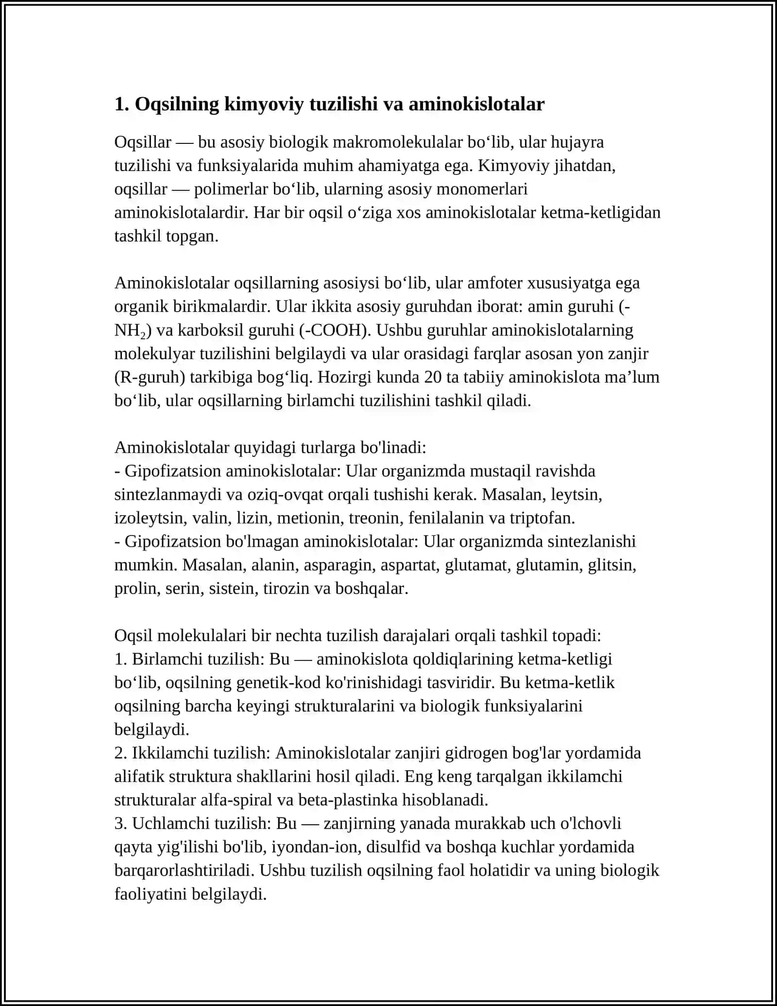 BIOKIMYO: OQSIL, UGLEVOD, LIPID METABOLIZMI VA ULARNING AHAMIYATI 4