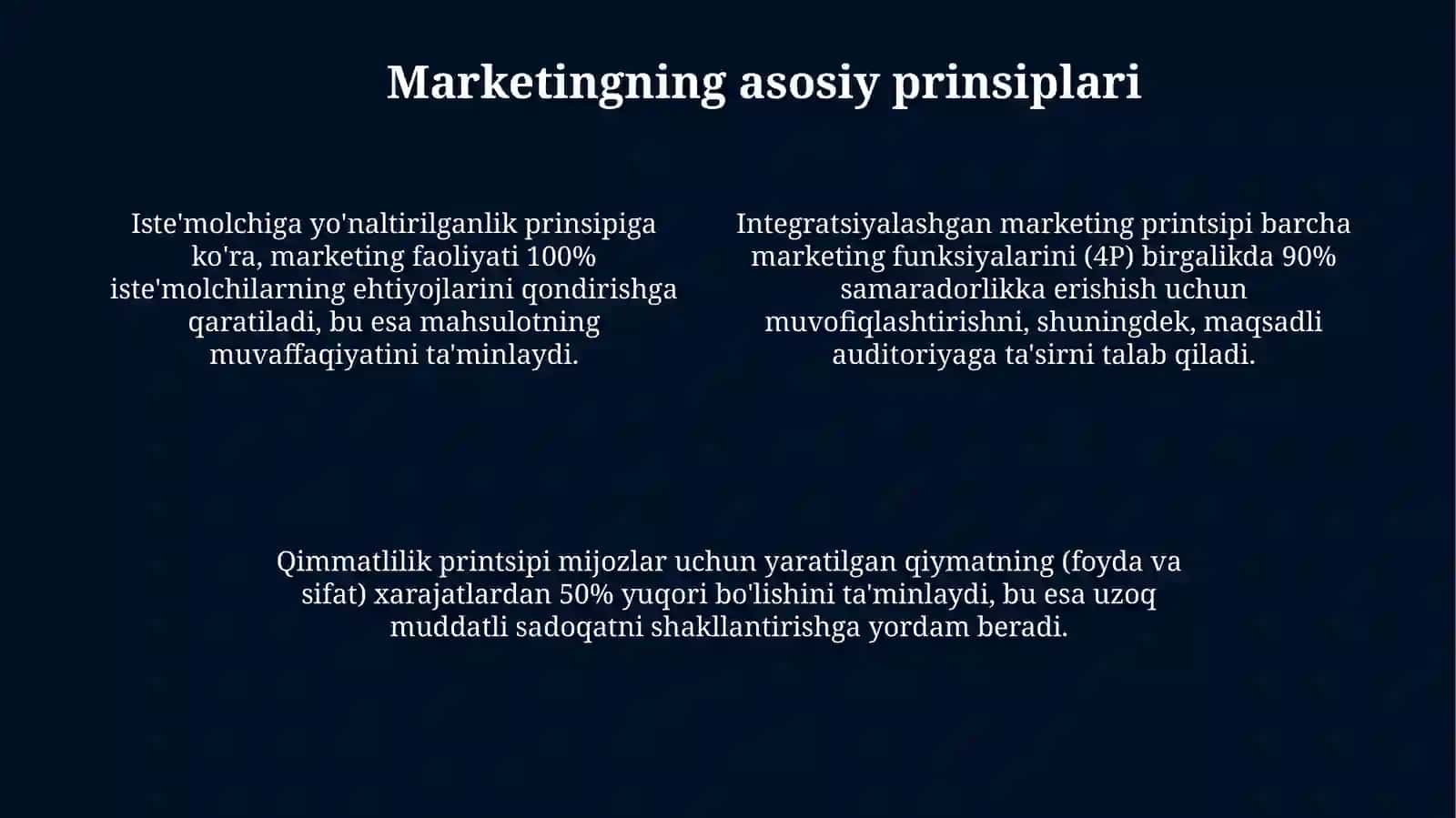 Marketing funktsiyalari va asosiy tamoyillar 4
