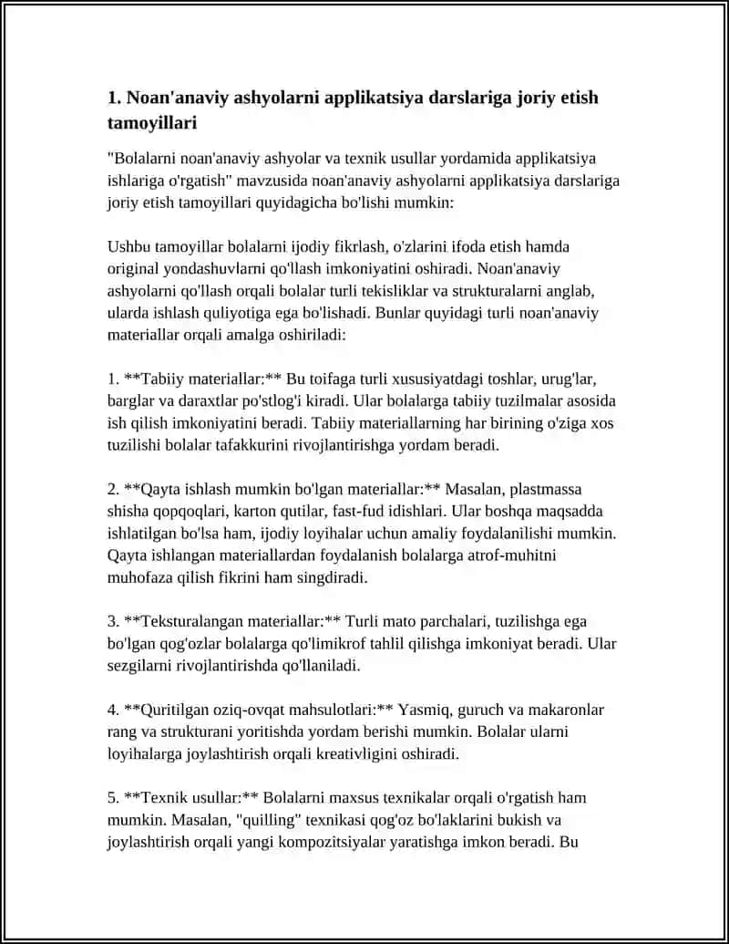 "BOLALARNI NOAN'ANAVIY ASHYOLAR VA TEXNIK USULLAR YORDAMIDA APPLIKATSIYA ISHLARIGA O'RGATISH" 4