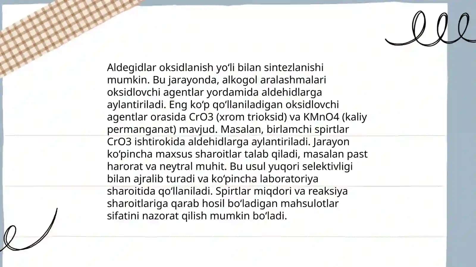 Aldegid va ketonlarning olinish usullari. Toʻyinmagan aldegidlar. Xinonlar 4