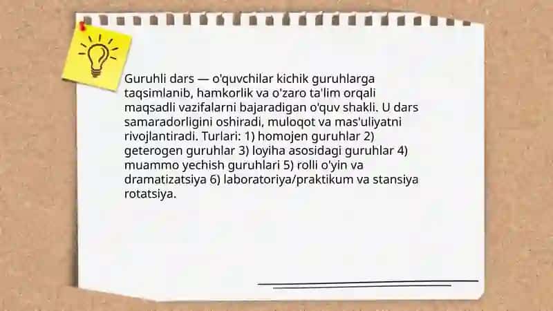 Darsning jamoa, guruhli va individual shakllari 4