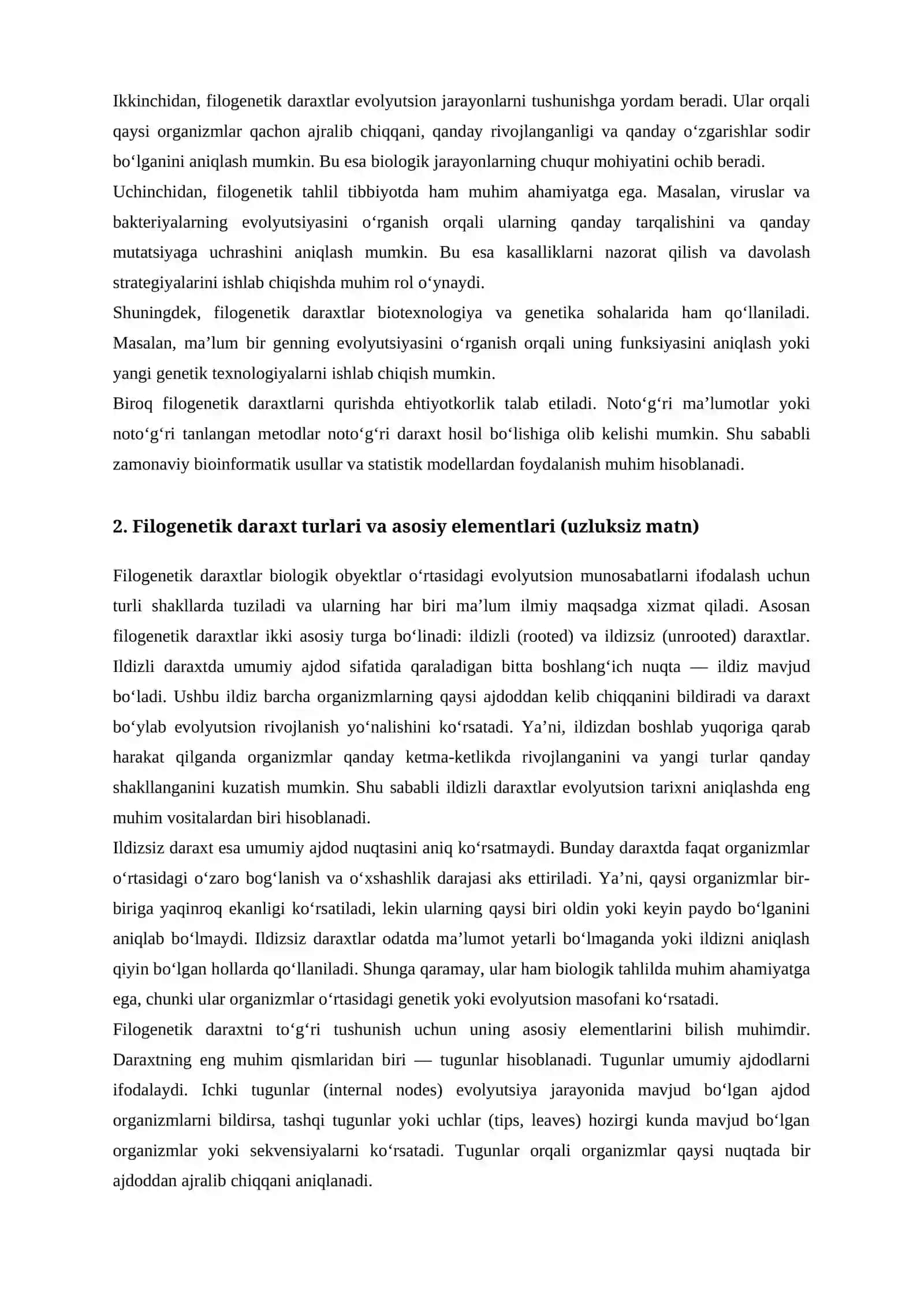 Filogenetik daraxt tushunchasi va uni qurish usullari 4