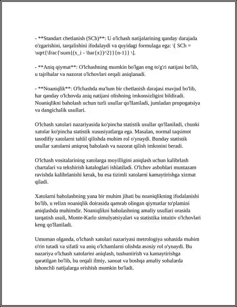 O’LCHASH XATOLARI NAZARYASI 4