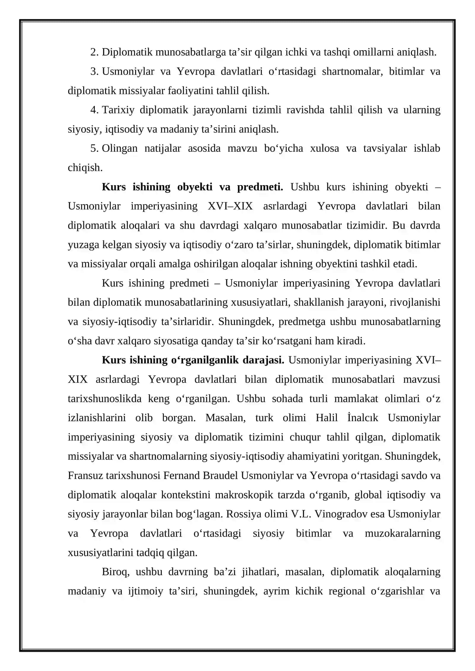 Usmoniylar imperiyasining Yevropa davlatlari bilandiplomatik munosabatlari (XVI-XIX asrlar) 4