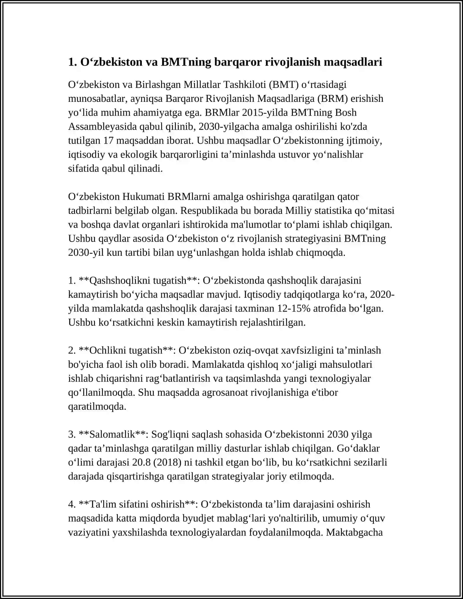 OʻZBEKISTONNING BIRLASHGAN MILLATLAR TASHKILOTI BILAN ALOQALARI 4