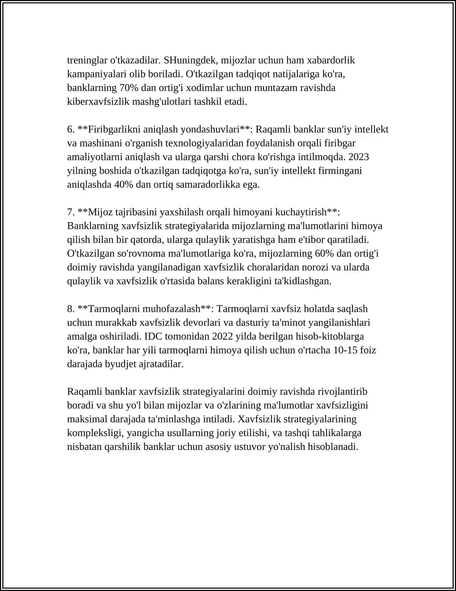 Raqamli Banklar Xavfsizligini Ta'minlash va Ularning Texnik Talablari 4