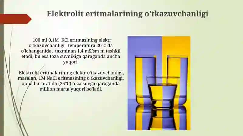 Elektrolik eritmalarning xosalarini noelektrolit eritmalar xosalaridan chetlashini ifoda qilish 4