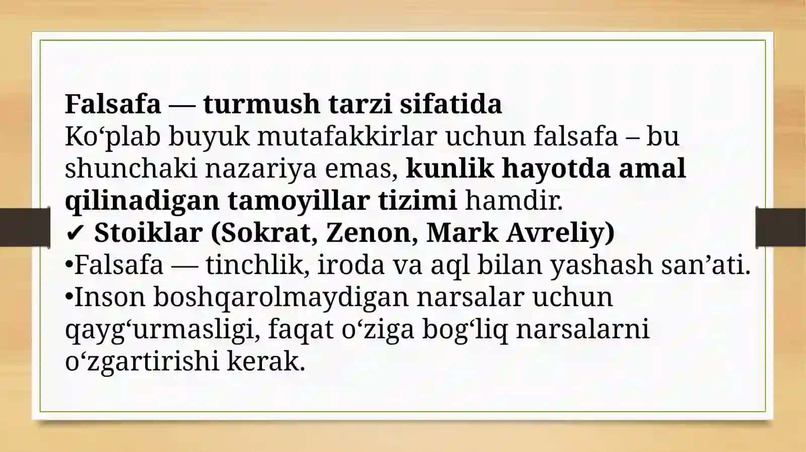 Falsafa turmush tarzi va dunyoni anglash usuli 4