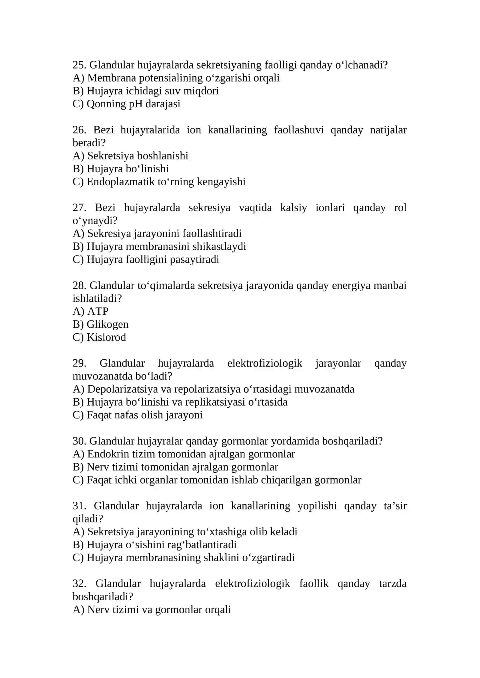 Glandular to'qimalarning elektrofiziologiyasi 4