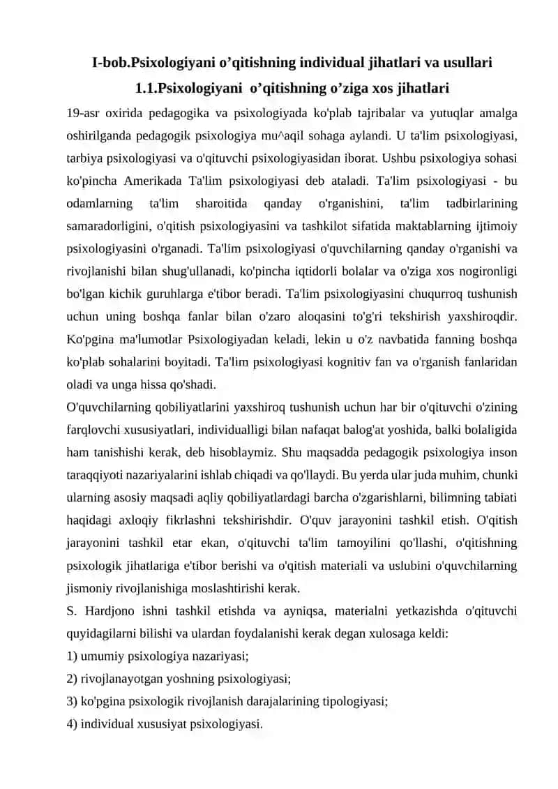 Psixologik fanlarni o’qitish jarayonida turlı pedagogik uslublarni qo’llash 4