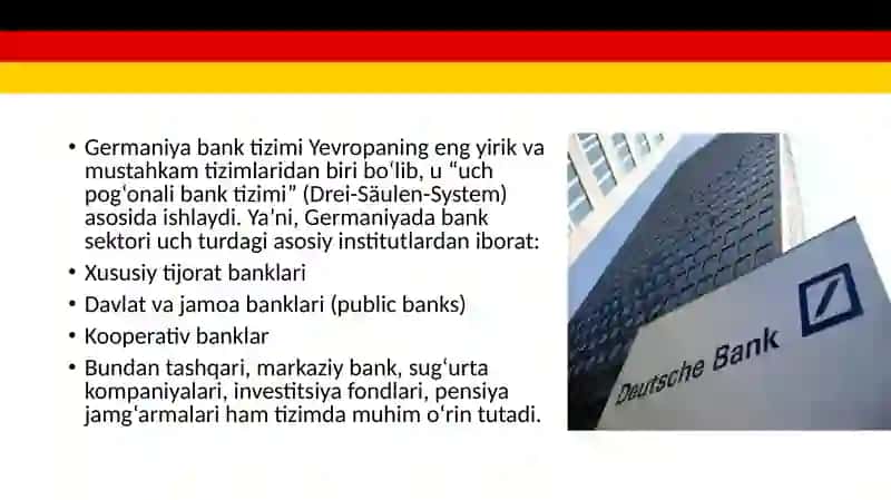 Germaniya iqtisodiyoti yalpi ichki maxsuloti bank tizmi 4