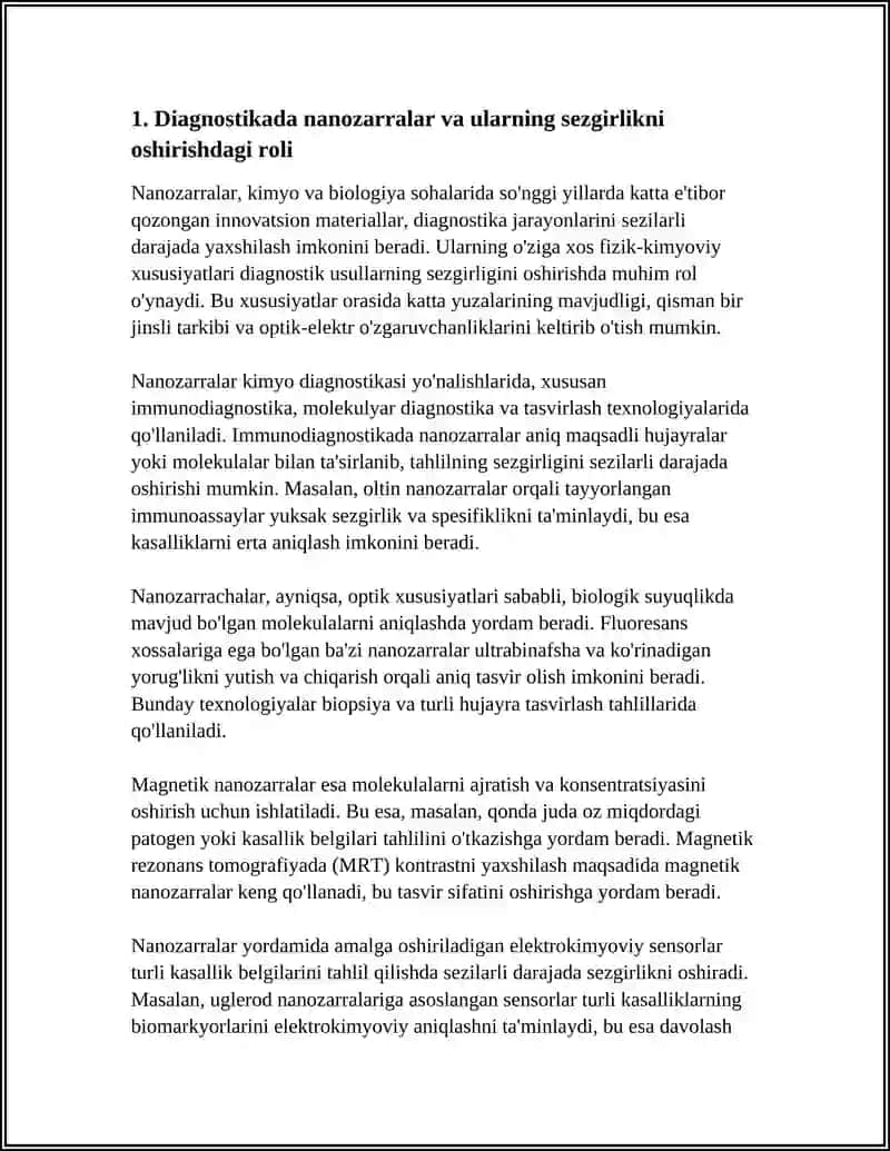 BUGUNGI KUN TIBBIYOTINING TURLI SOXALARIDA NANOTEXNOLOGIYALARDAN FOYDALANISHNING ASOSIY SABABLARI HAMDA UNING NATIJALARI 4