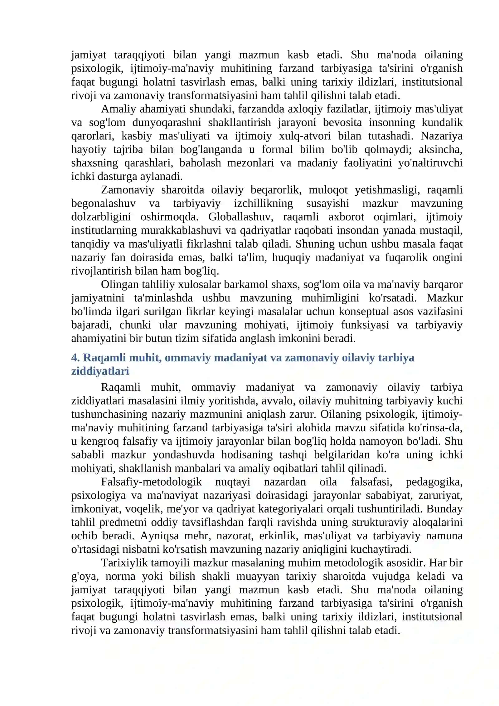 PSIXOLOGIK, IJTIMOIY-MA'NAVIY MUHITINING FARZAND TARBIYASIGA TA'SIRI 4