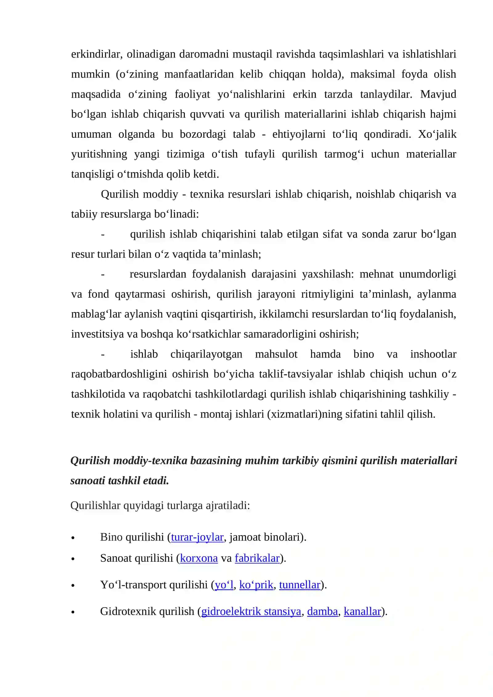 Qurilishning moddiy-texnik bazasi va uning taraqqiyot istiqbollari 4