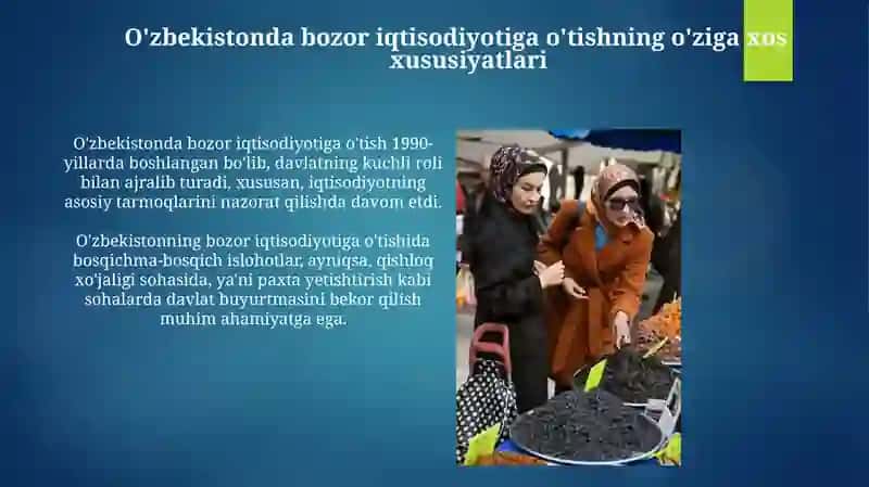 O'zbekistonda Bozor Iqtisodiyotiga O'tish Davri va uning O'zbekistondagi Xusisiyatlari 4