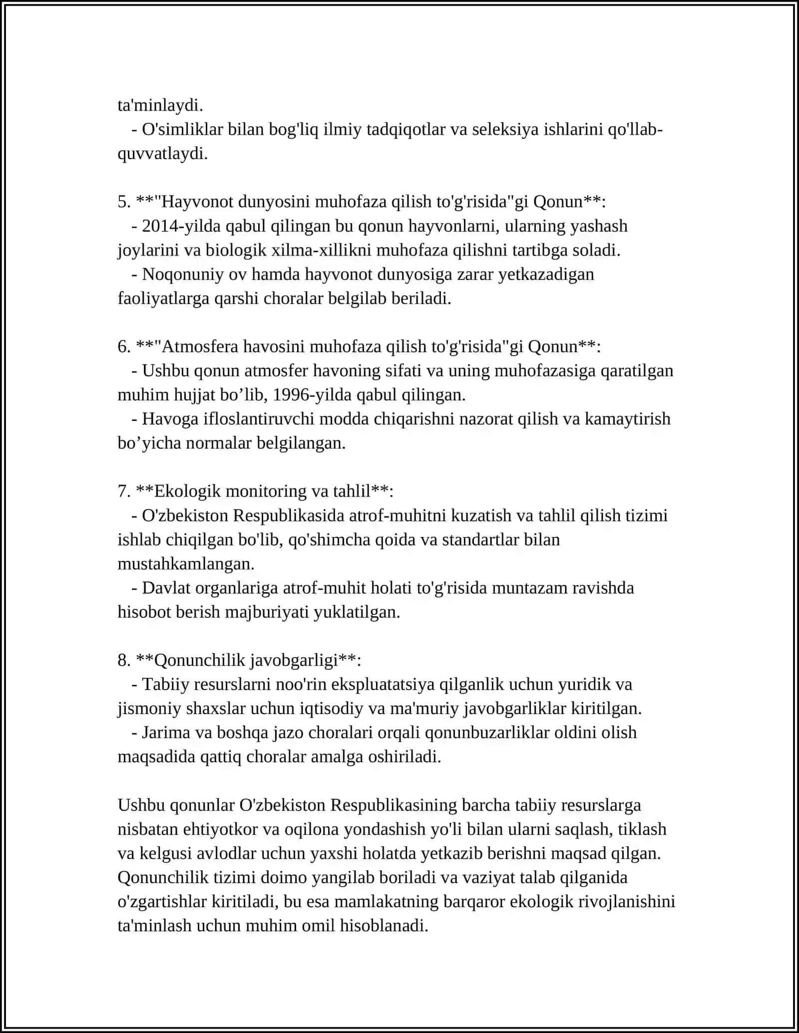 O'zbekiston Respublikasi tabiiy resurslarini muhofaza qilish 4