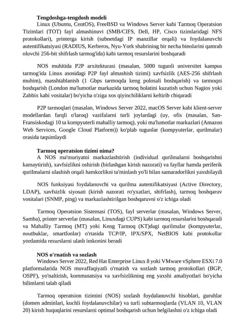 Tarmoq operatsion tizimlari (TOT) 4