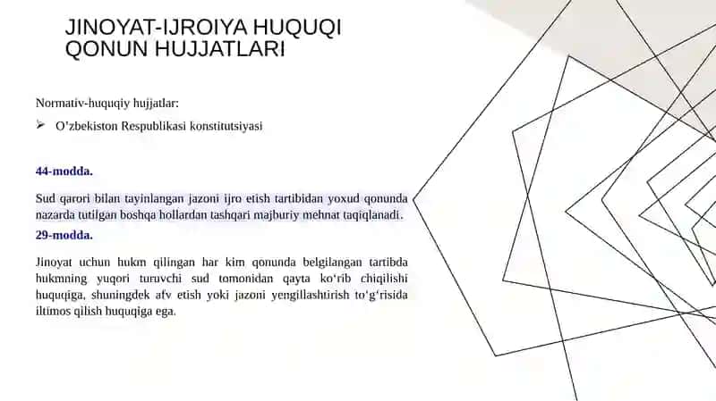 Jinoyat-ijroiya huquqi fani bo'yicha taqdimot 4