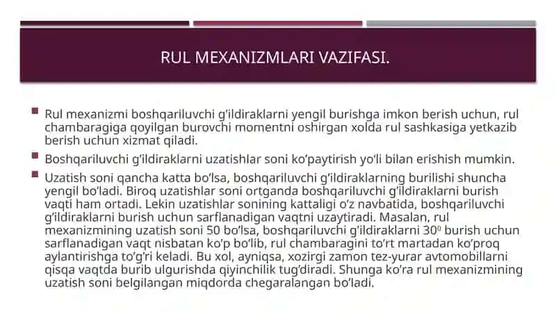 Avtomobilning rulyuritmasi 4