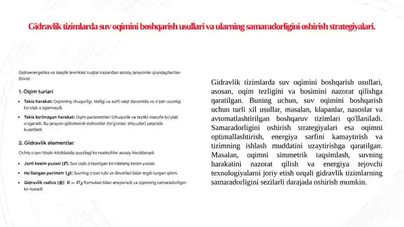Ochiq oʻzanlarda suv suv oqimini gidravlik jarayonlar . 4
