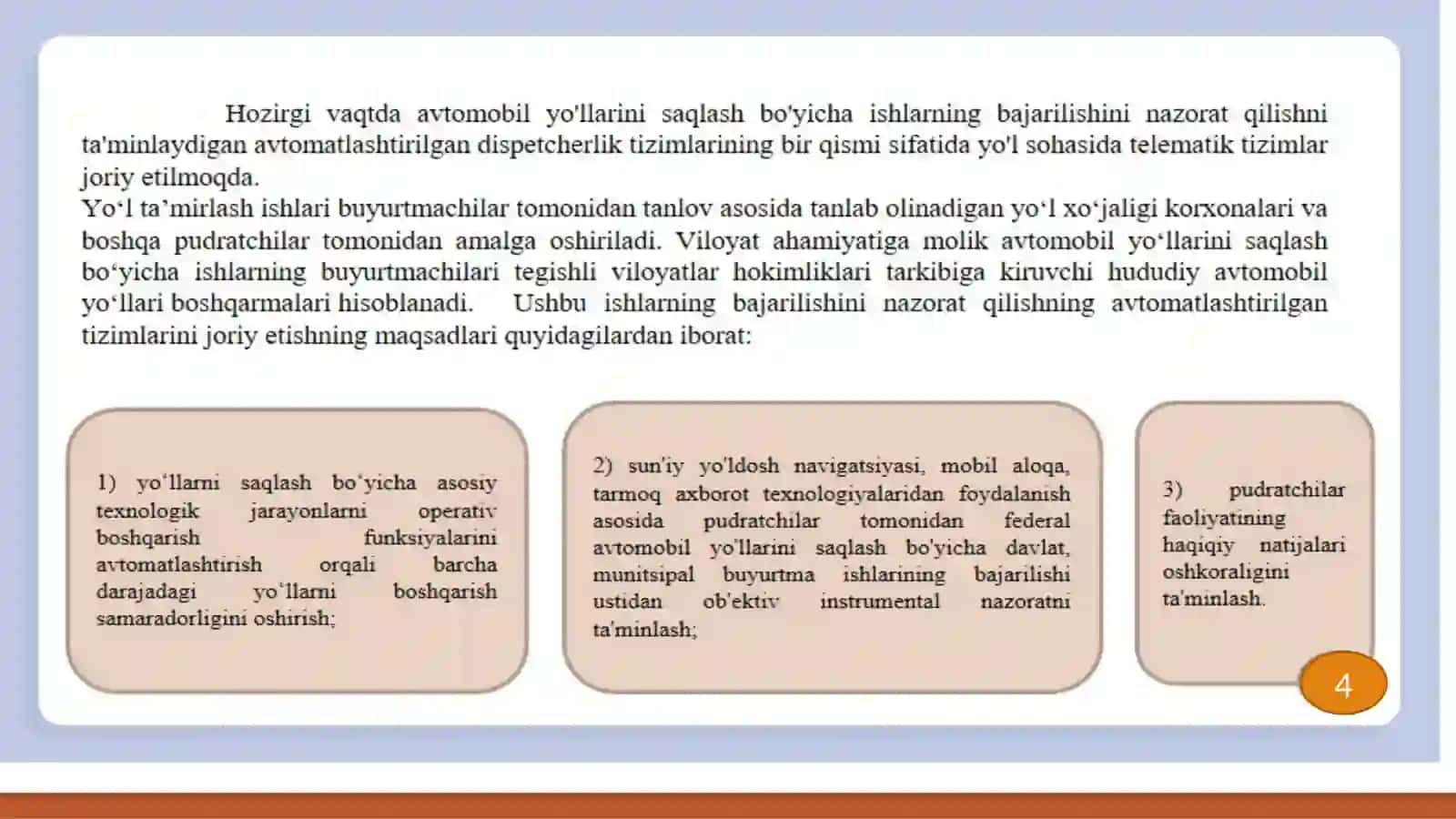 Qurilishda dispetcherlik boshqaruvi va uni avtomatlashtirish bo‘yicha amaliy yechimlar ishlab chiqish 4