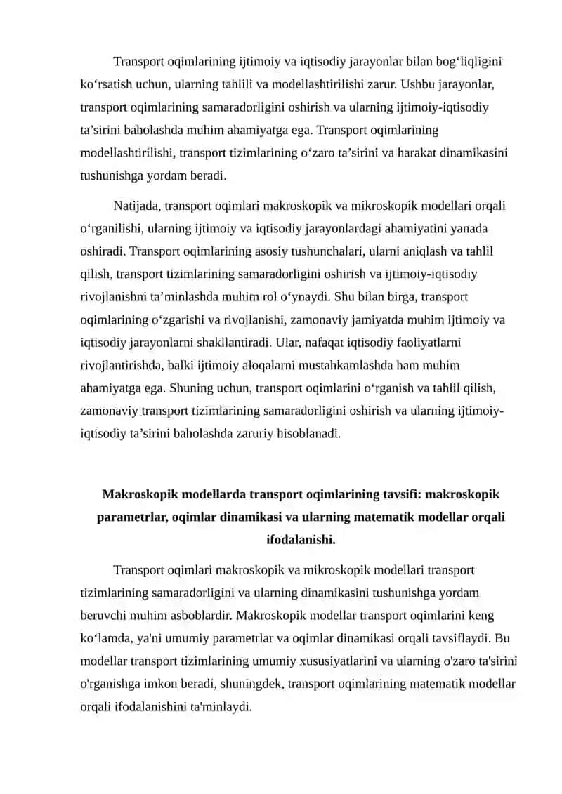 Transport oqimlari makraskopik va mikroskopik modellari 4