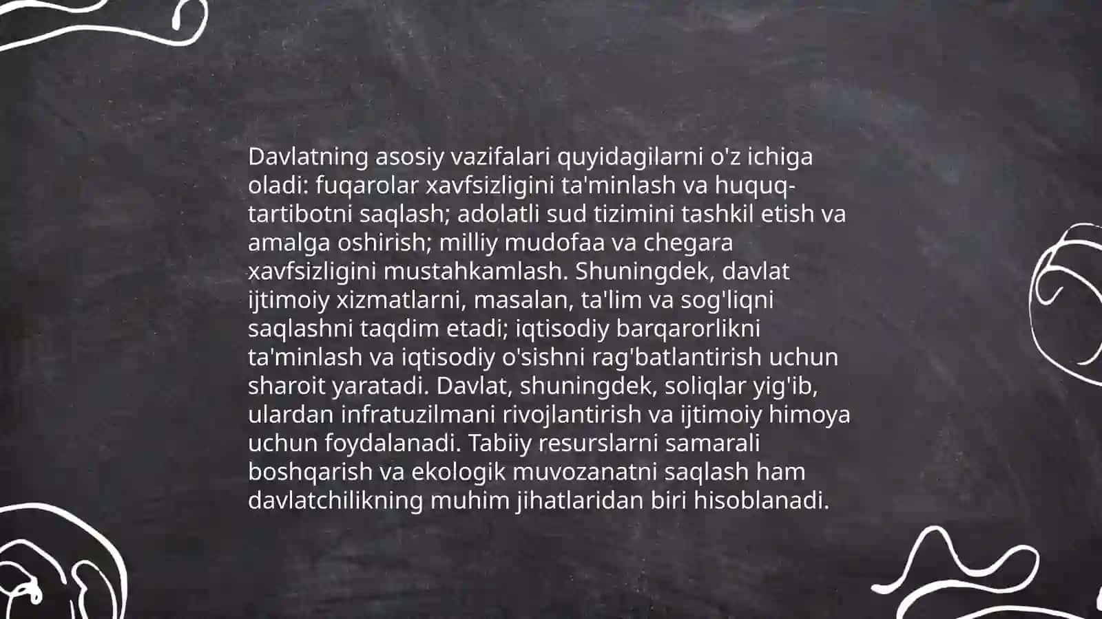 Davlatning funksiyalari tushunchasi, mazmuni va belgilari - Mardonov Shahzodbek 4